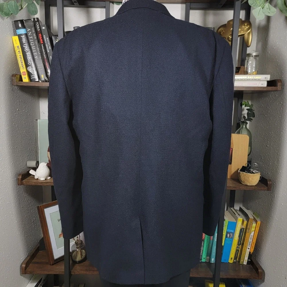 Eddie Bauer Men's Sport‎ Coat Blazer Two Button Navy Blue Wool Nylon Size 46T